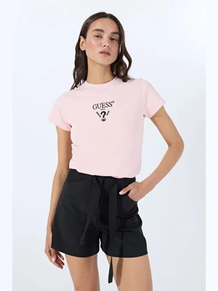 Guess tshirt rosa donna con logo
