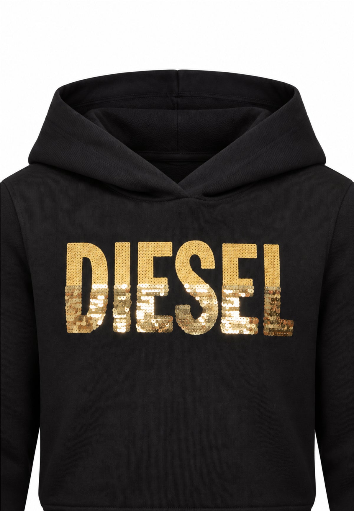 Diesel FELPA NERA CROP CON CAPPUCCIO Bambine e ragazze SPALLYHOOD.NE_