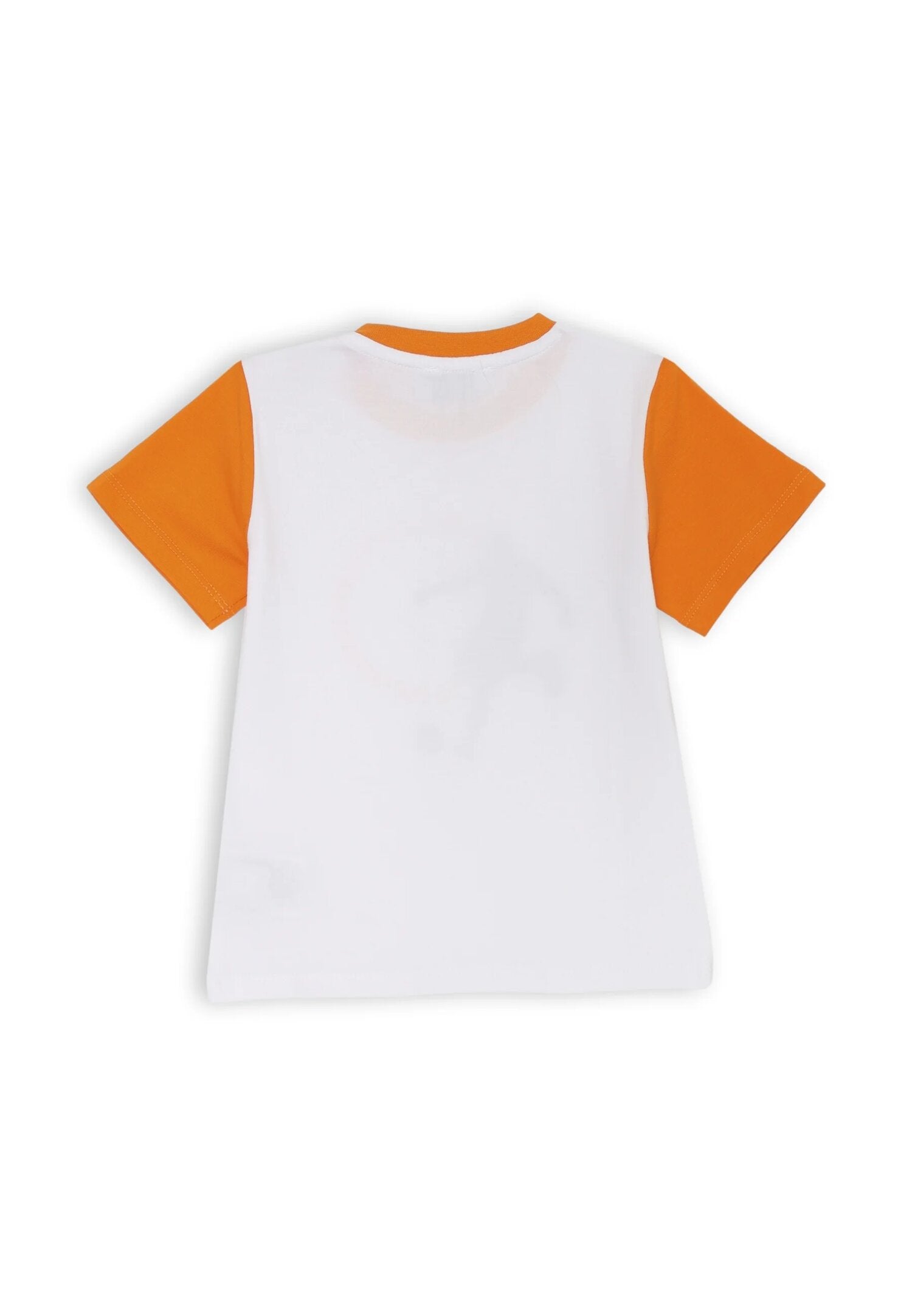 Bikkembergs set children white t-shirt and orange shorts summer cotton | CammarataMode