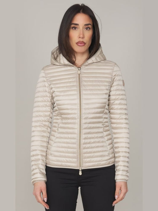 Save The Duck giubbotto beige donna mini logo