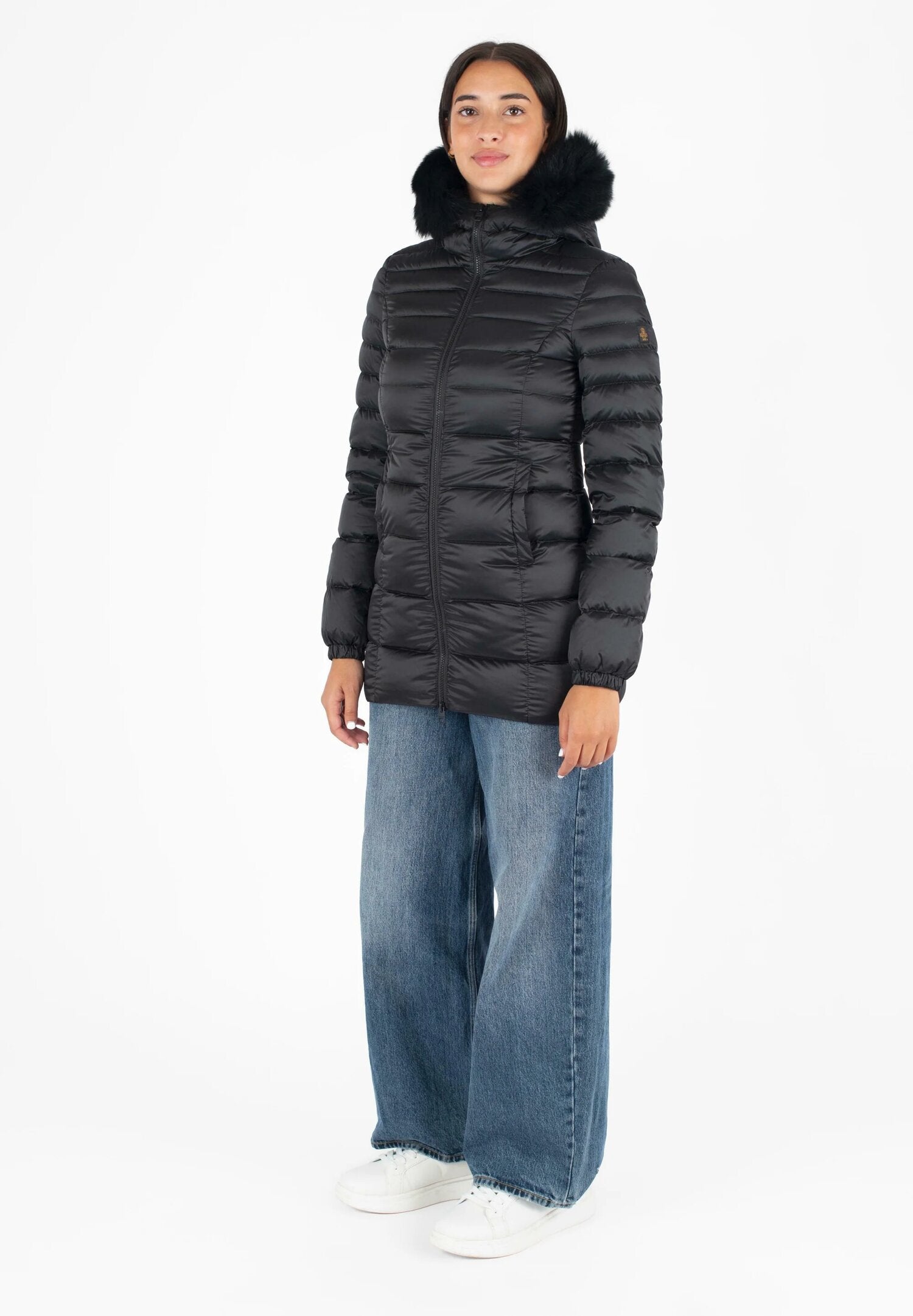Refrigiwear piumino donna nero lungo con cappuccio imbottito | CammarataMode