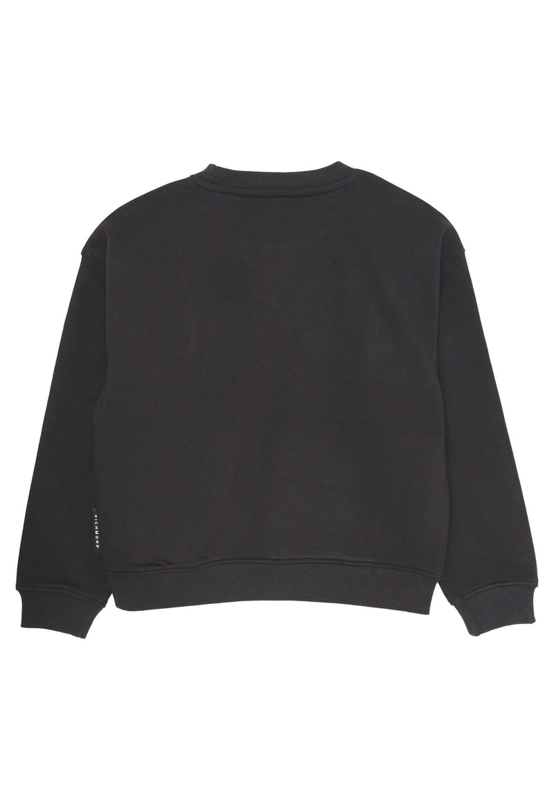 John Richmond felpa bambino nera 2-16 anni in cotone con maxi logo - NERO | CammarataMode