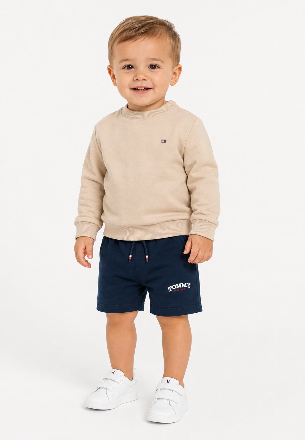 Tommy Hilfiger Felpa Sabbia a Girocollo Primaverile Neonato KN0KN02204ABYB_