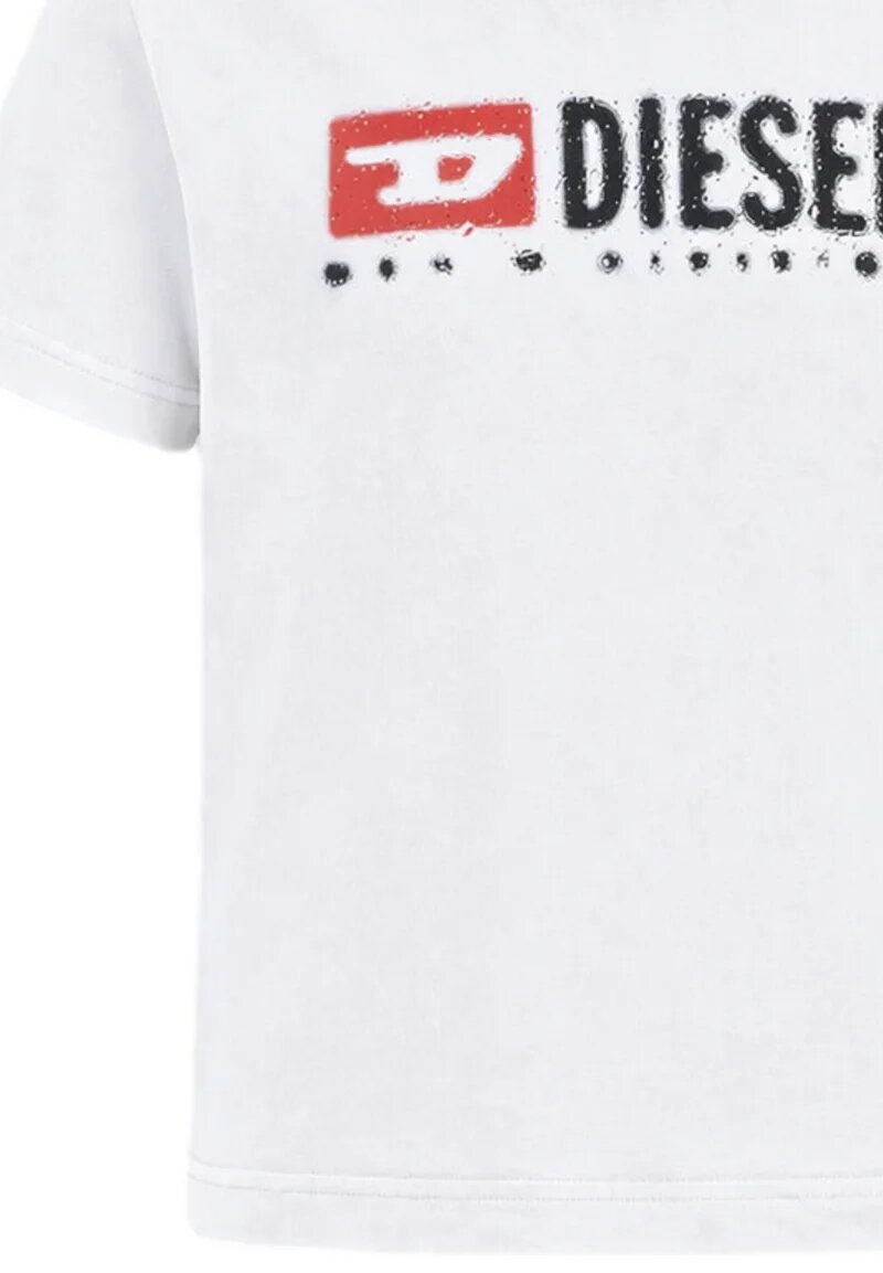 Diesel Tshirt Bianca Con Logo Effetto Bagnato Bambino TADJUSTK_