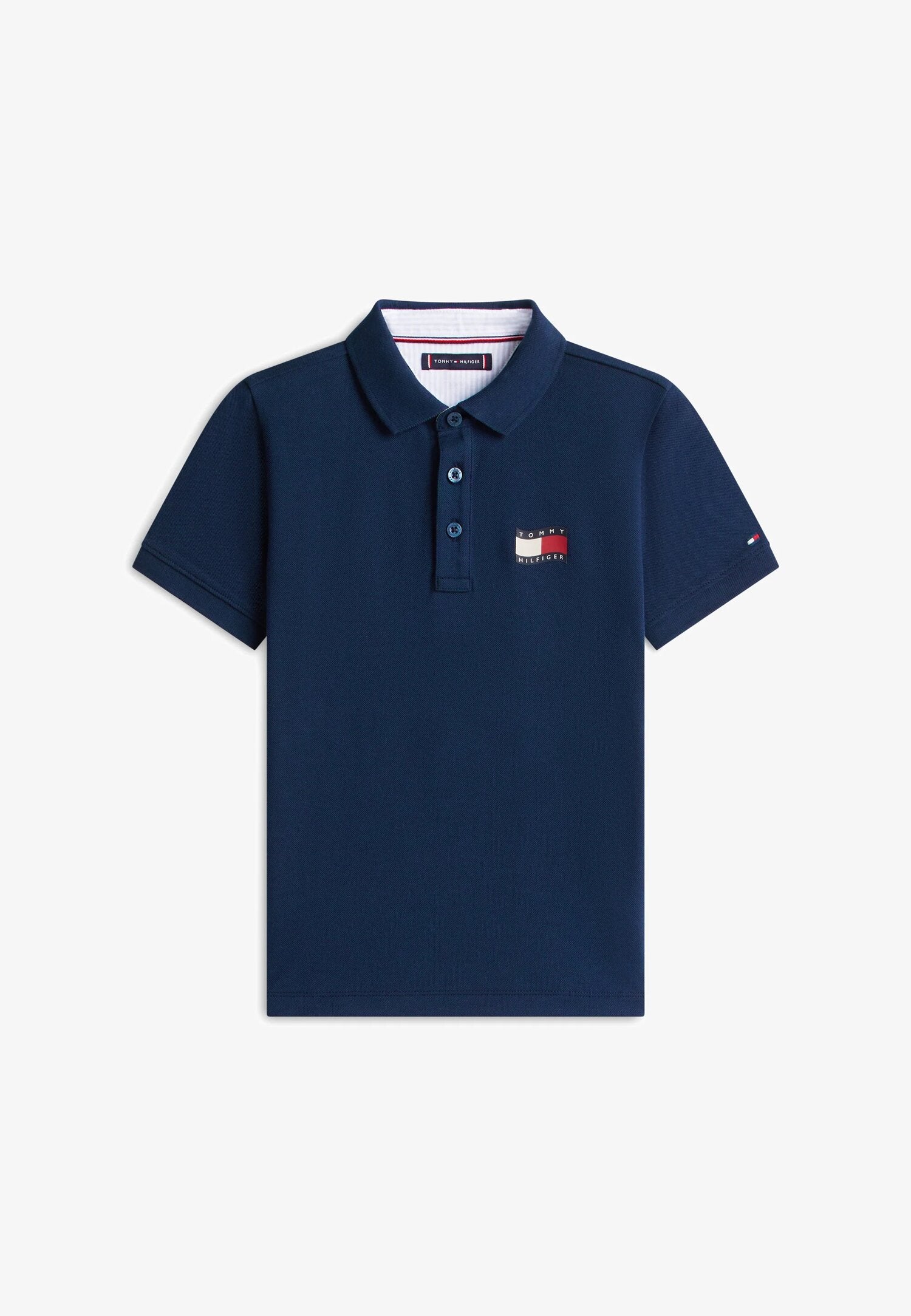 Tommy Hilfiger Polo Blu In Piquet Con Logo Bamdiera Bambino KB0KB10227C1G_