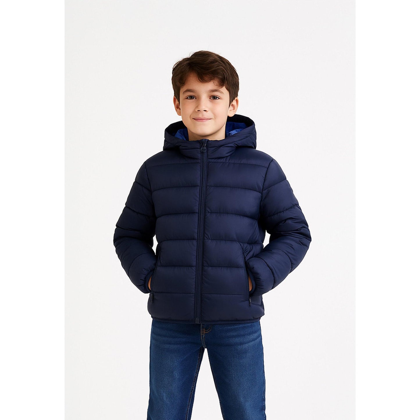 Canadiens Giubbotto Bambino Blu In Nylon Con Cappuccio | Invernale AI 25