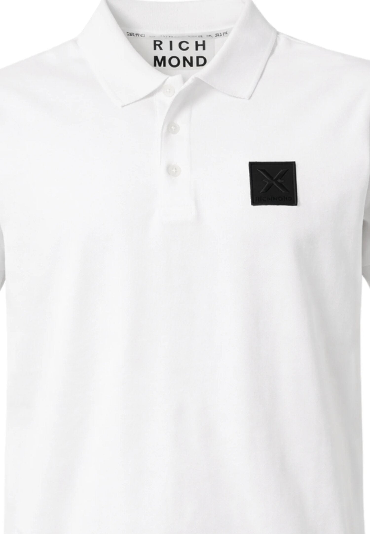 John Richmond Polo Bianca Logo Quadrato Uomo Maniche Corte - UMP26036PO_