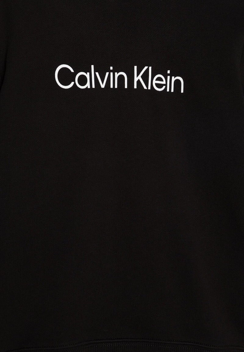 Calvin Klein Jeans felpa con cappuccio bambino nera cotone inverno logo frontale - NERO | CammarataMode
