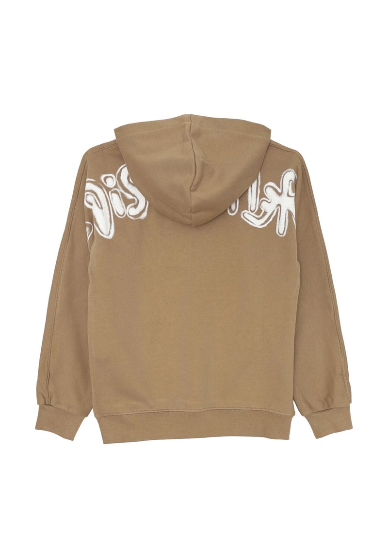 Disclaimer felpa con cappuccio bambino marrone cotone inverno logo bianco - MARRONE | CammarataMode