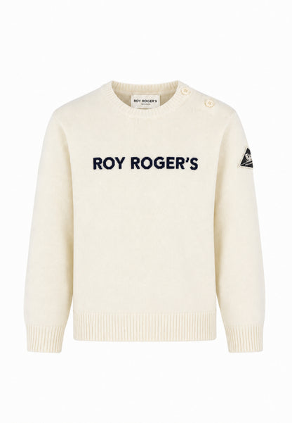 Roy Roger's maglia PANNA CON LOGO CENTRALE RICAAMTO Bambini e ragazzi rh116/00.panna_