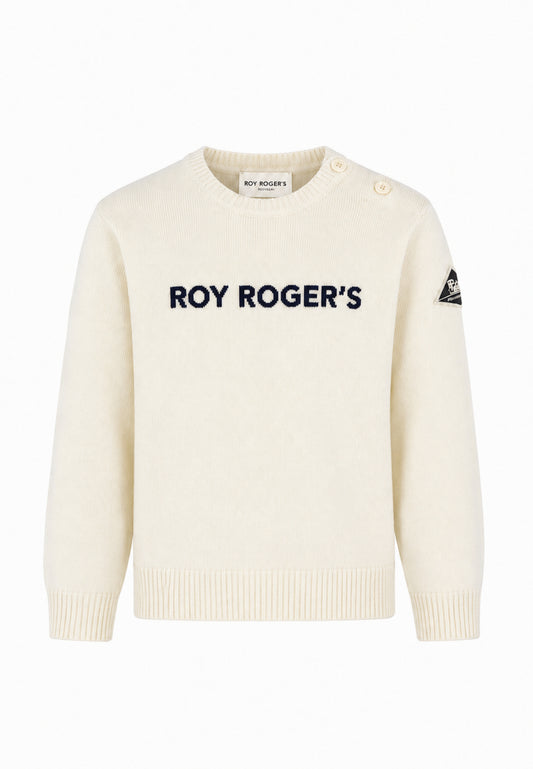 Roy Roger's maglia PANNA CON LOGO CENTRALE RICAAMTO Bambini e ragazzi rh116/00.panna_