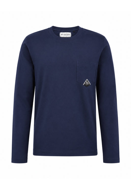 Roy Roger's tshirt BLU A MANICHE LUNGHE CON TASCHINO Bambini e ragazzi rz488/00.blu_
