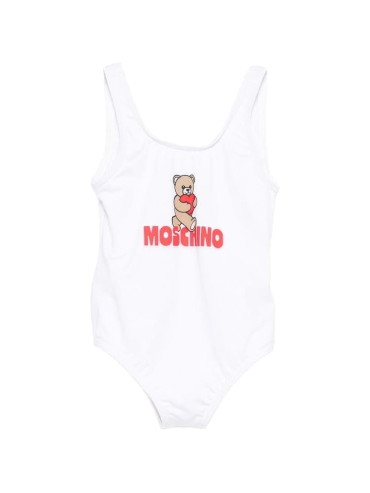 Moschino costume da bagno intero infant bianco con logo teddy Bambina