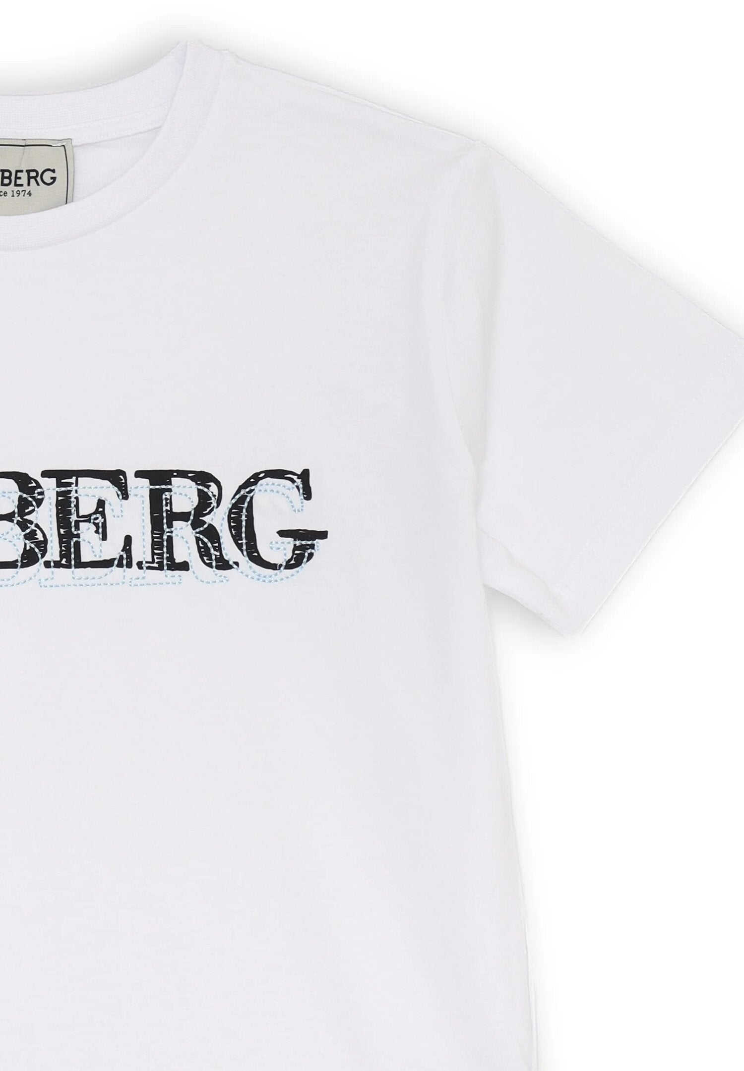Maglietta bianca ICEBERG bambino stampa logo nero estate 2025 cotone | CammarataMode