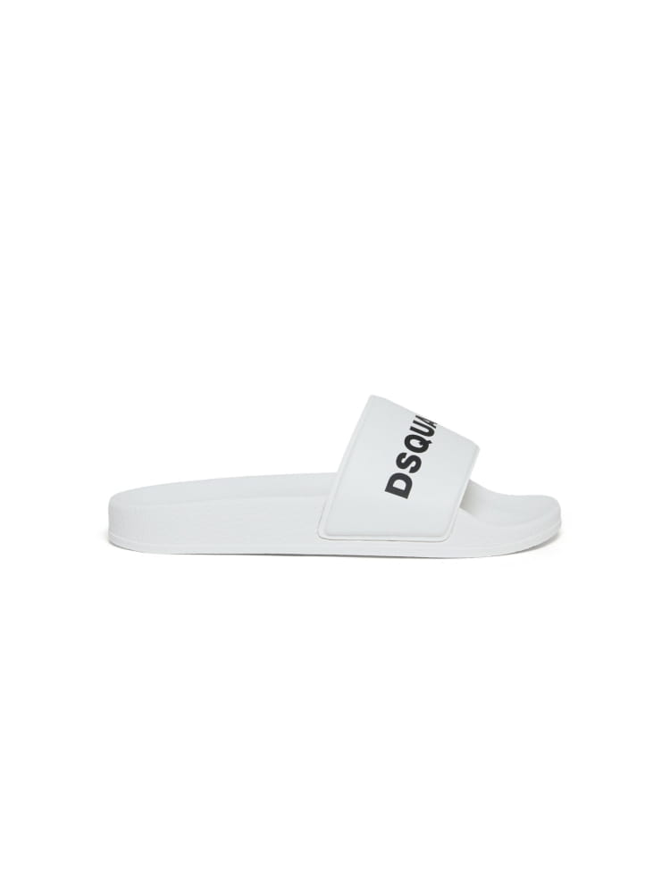 Dsquared ciabatte piscina kids/junior bianco con logo lettering in contrasto Bambino