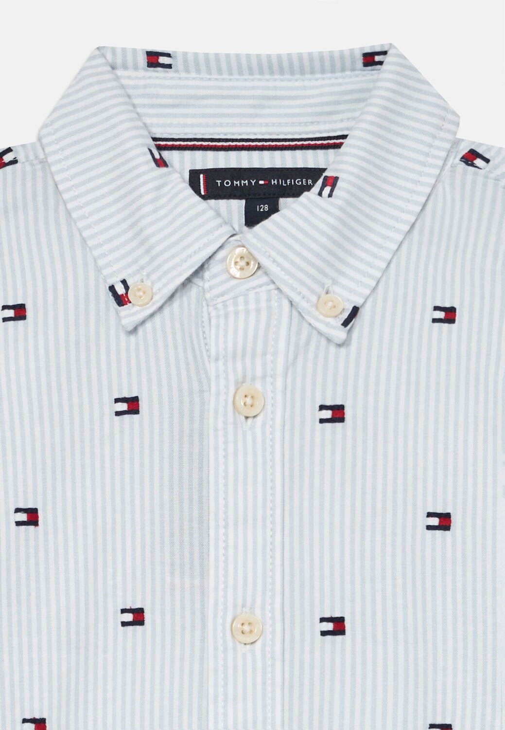 TOMMY HILFIGER – Camicia Ithaca Flag Neonato in Cotone Elasticizzato – Azzurra