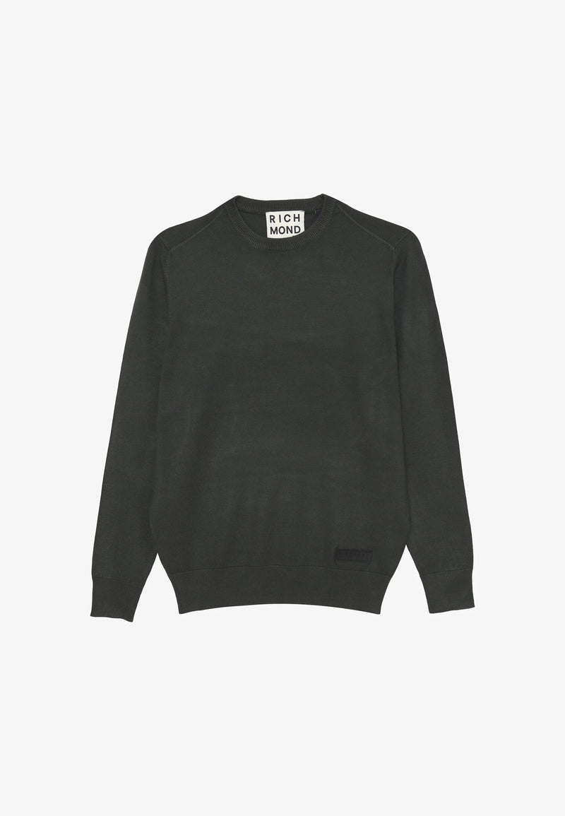 John Richmond maglione uomo verde evergreen in misto viscosa con logo - VERDE SCUR MILITARE | CammarataMode