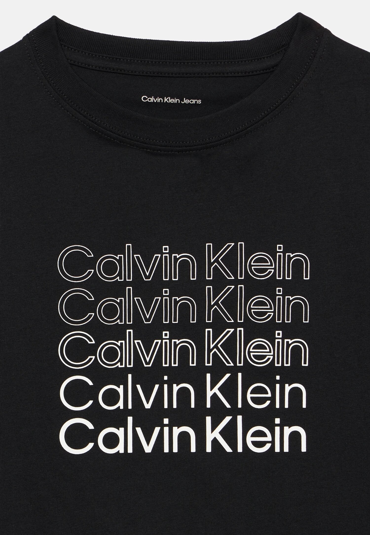 Calvin Klein Tshirt Nera Con Logo Ripetuto Bianco Bambino LVCKSJA10BBEH_