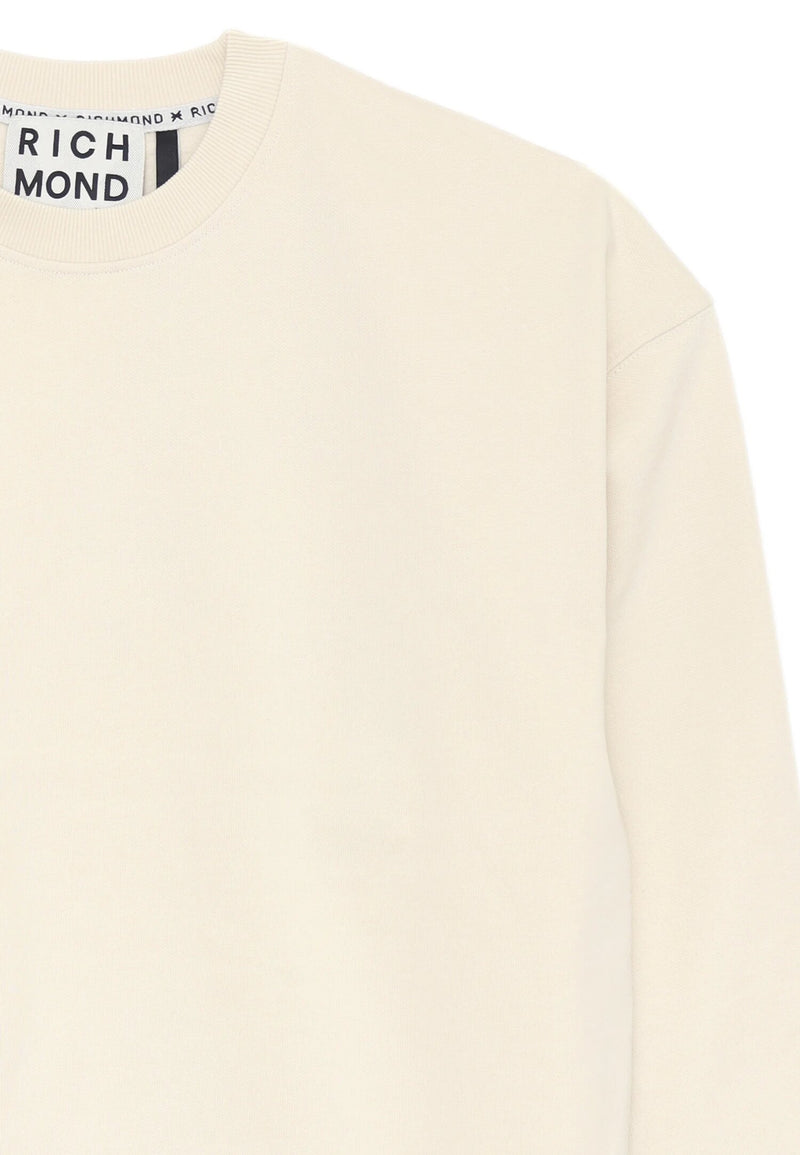 John Richmond Felpa Uomo Off White in Cotone Logo RCX - PANNA | CammarataMode