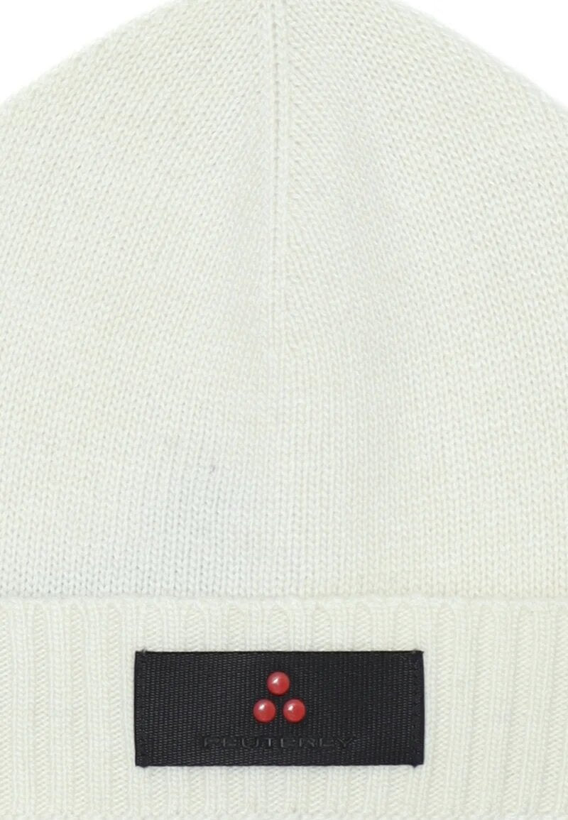Peuterey berretto bambino bianco in lana e cashmere con logo