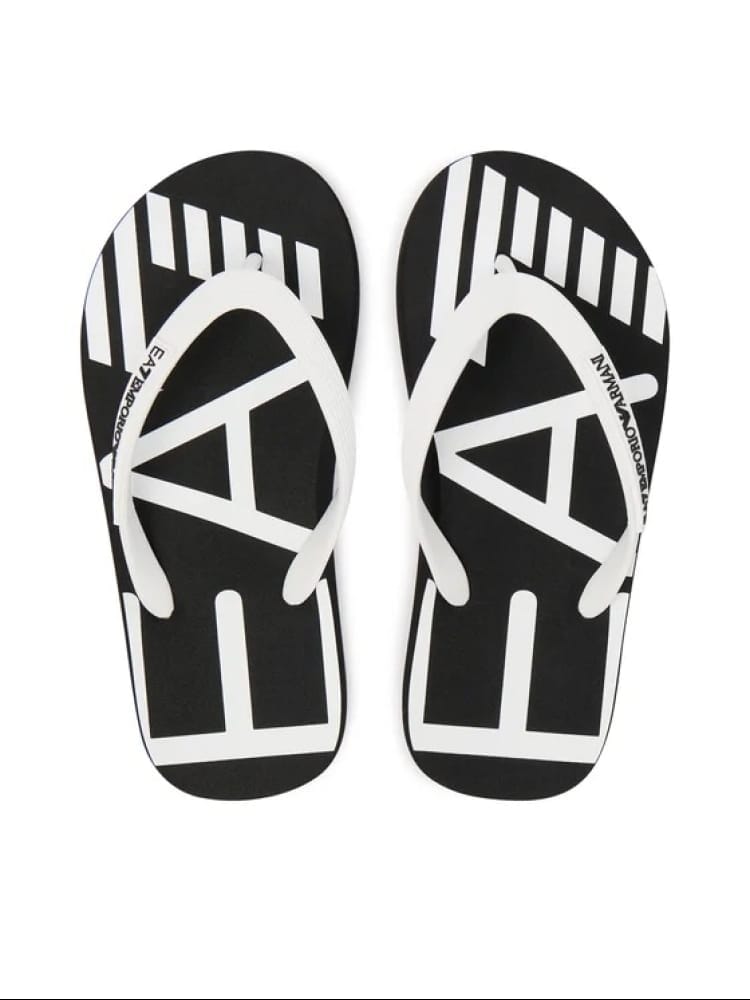 Emporio Armani infradito beachwear uomo nera e bianca con logo Uomo