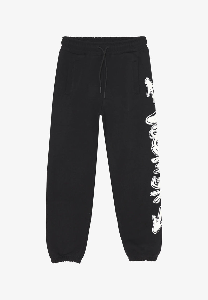 Disclaimer pantaloni sportivi bambino neri cotone inverno stampa laterale - NERO | CammarataMode
