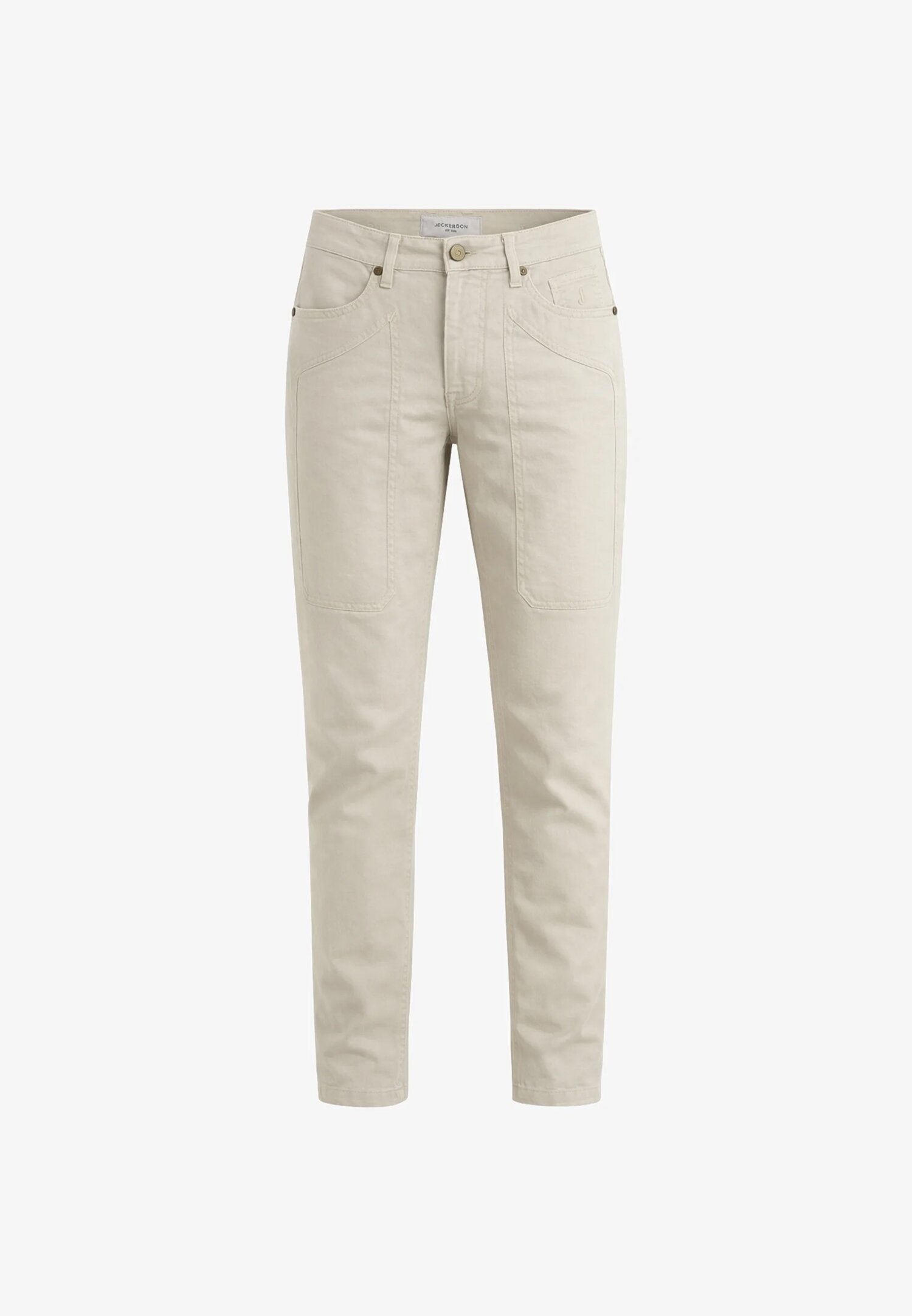 Jeckerson Jeans Beige Cinque Tasche Slim Con Toppa Uomo CTCPTGABA006_