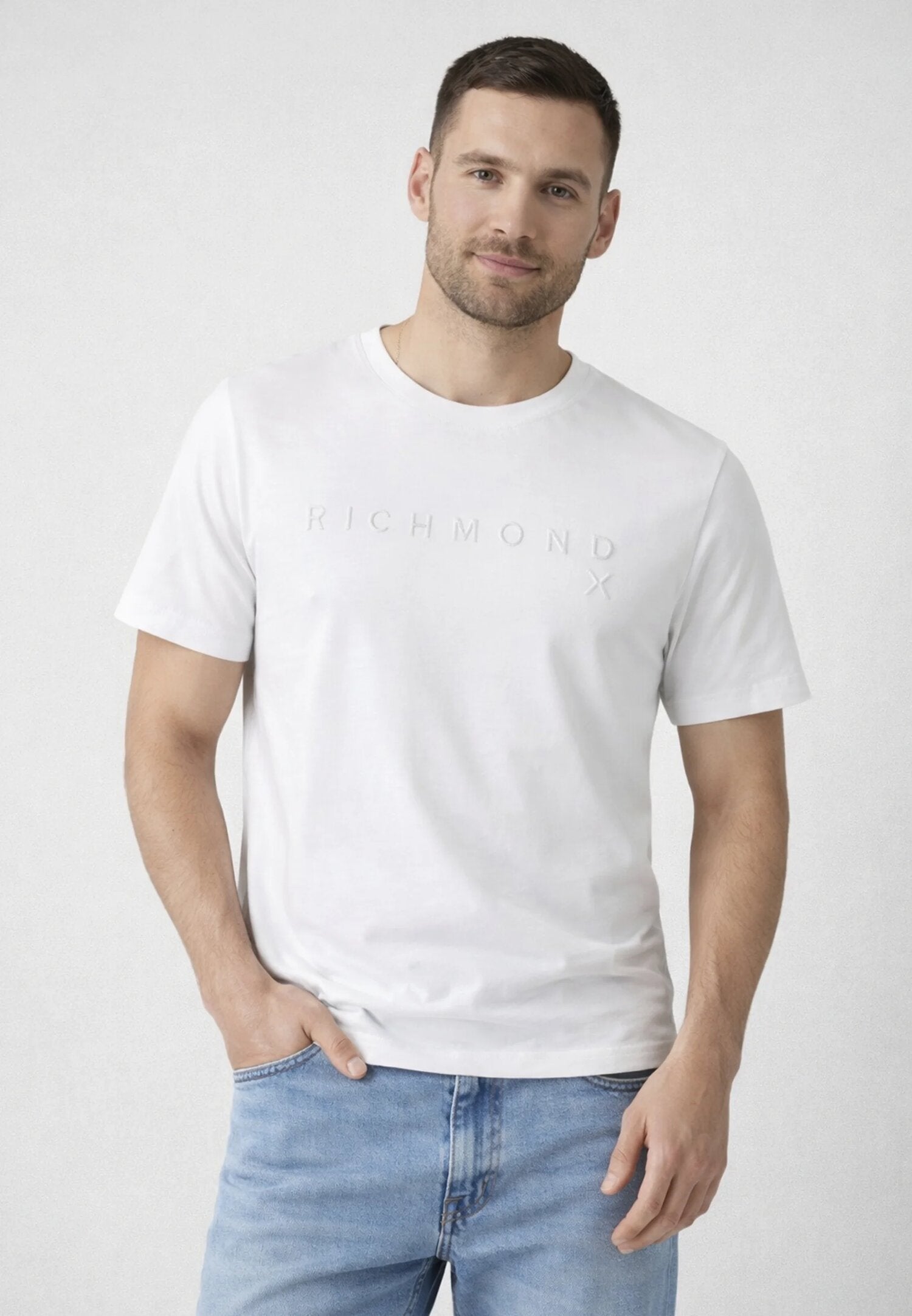 John Richmond t Shirt Uomo Bianca Maniche Corte UMP26018TS_