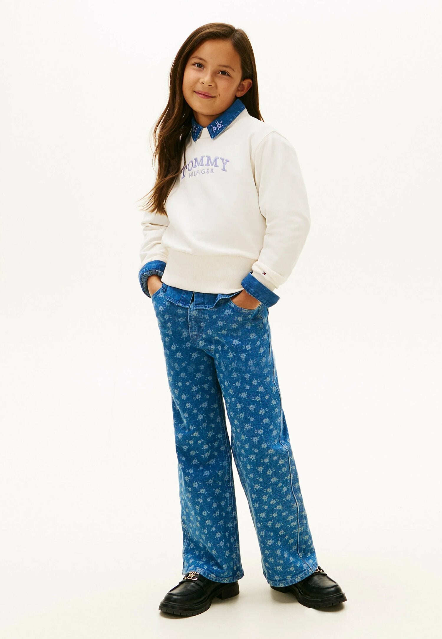 Tommy Hilfiger Felpa Ragazza Panna Vita Regolabile Quotidiano In Cotone KG0KG