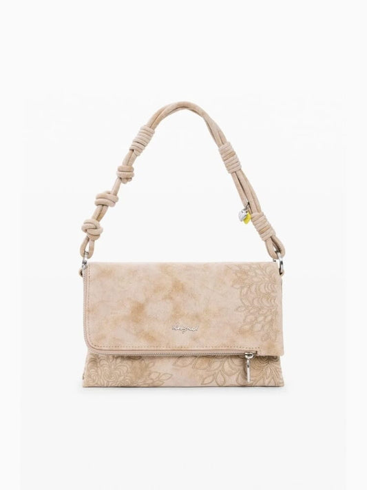 Desigual borsa a mano con tracolla sierra in ecopelle beige chiaro con riocamo murano