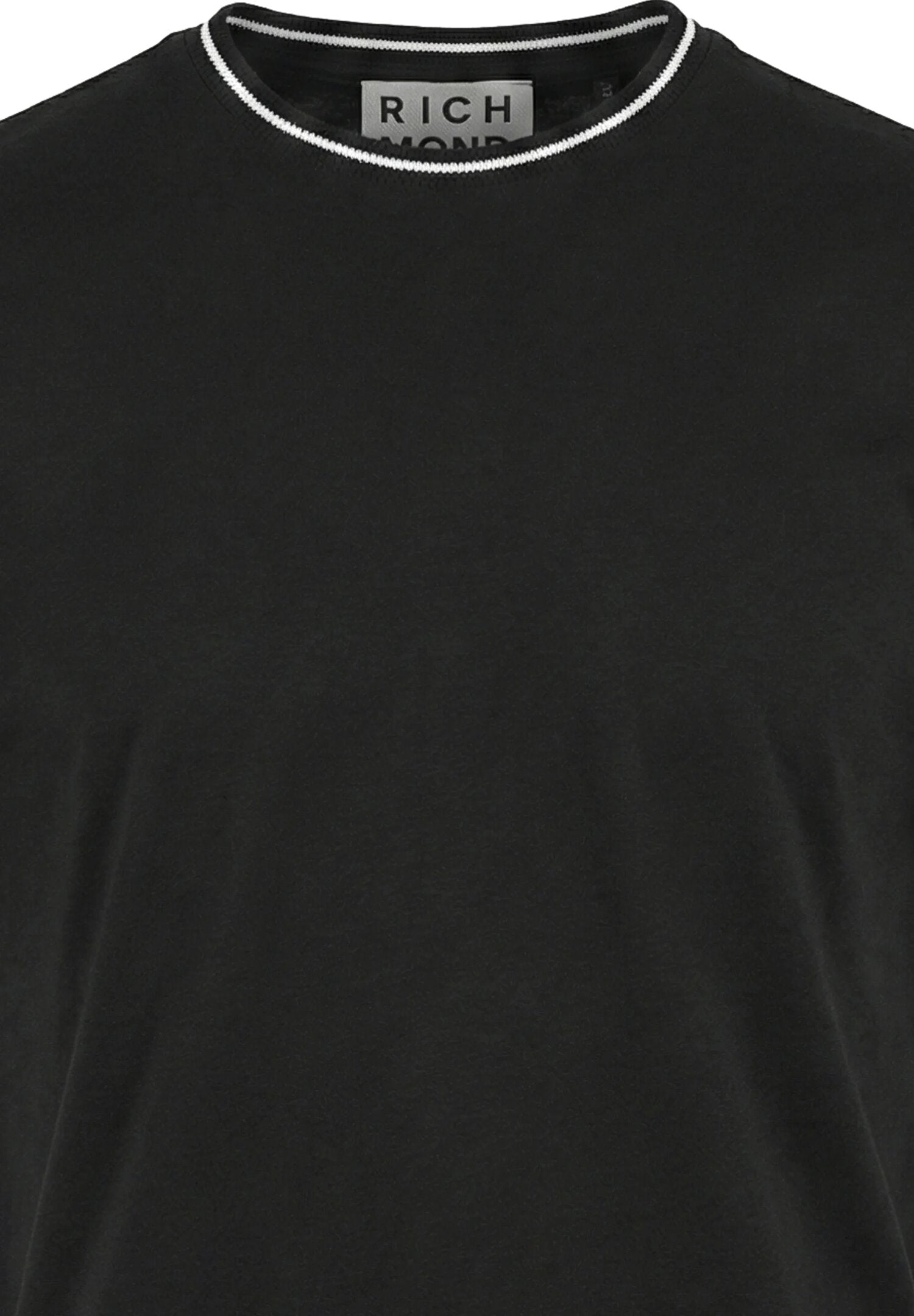 John Richmond Tshirt Nera Con Collo a Contrasto Uomo UMP26335TS_