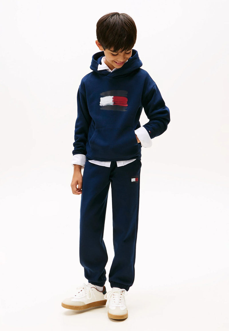 Tommy Hilfiger Felpa Bambino con Cappuccio Flag - Blu Navy - BLU | CammarataMode