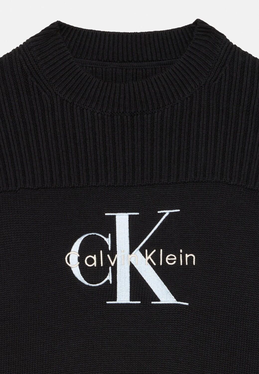 Calvin Klein Maglione Nero Bambina In Cotone Girocollo Sportivo AI25
