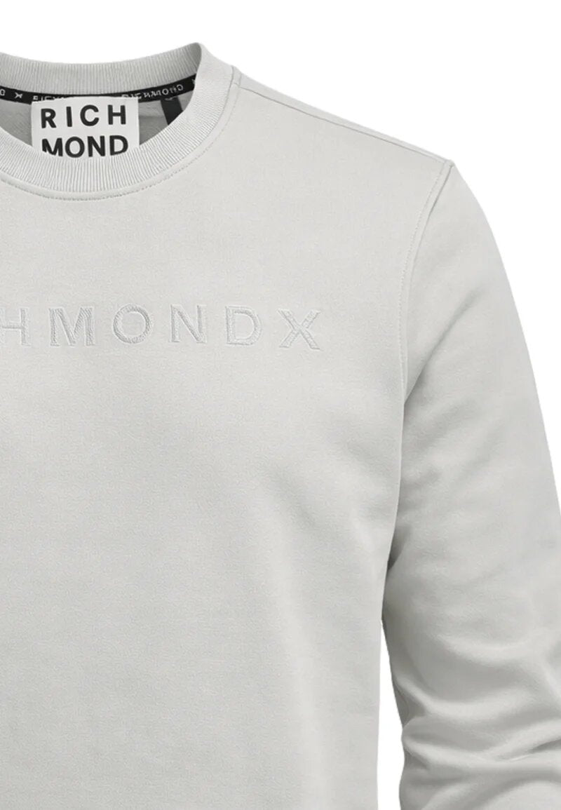 John Richmond Felpa Grigia Con Logo Tono Su Tono Uomo UMP26004FE_