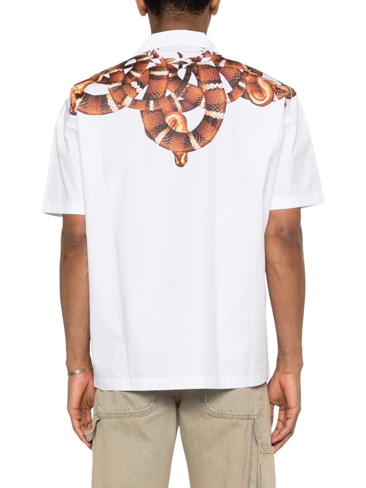 County Of Milan camicia uomo in popeline di cotone bianco con stampa snake Uomo
