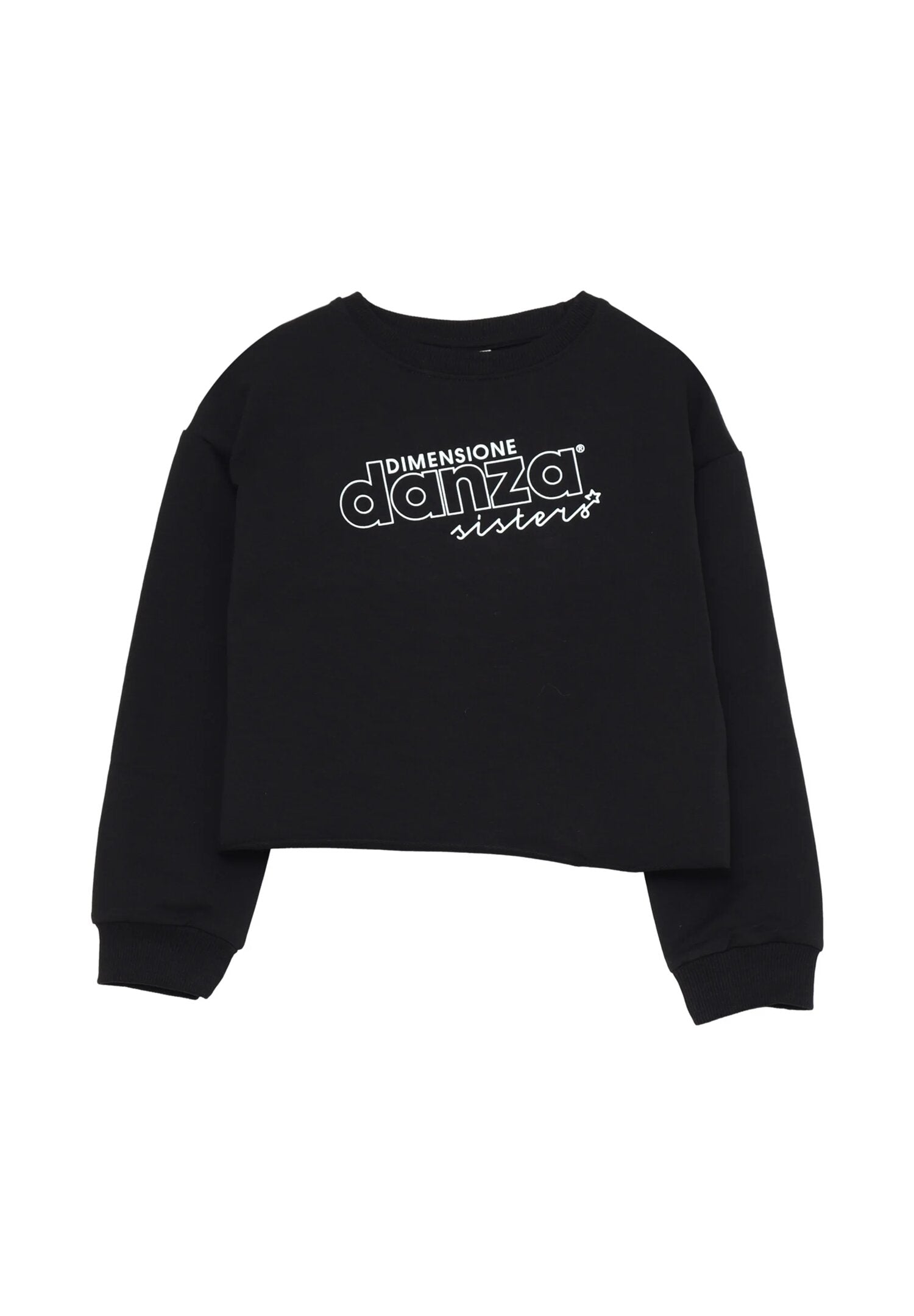 Dimensione Danza Tuta Nera Bambina Felpa Corta In Cotone Girocollo Scuola AI25