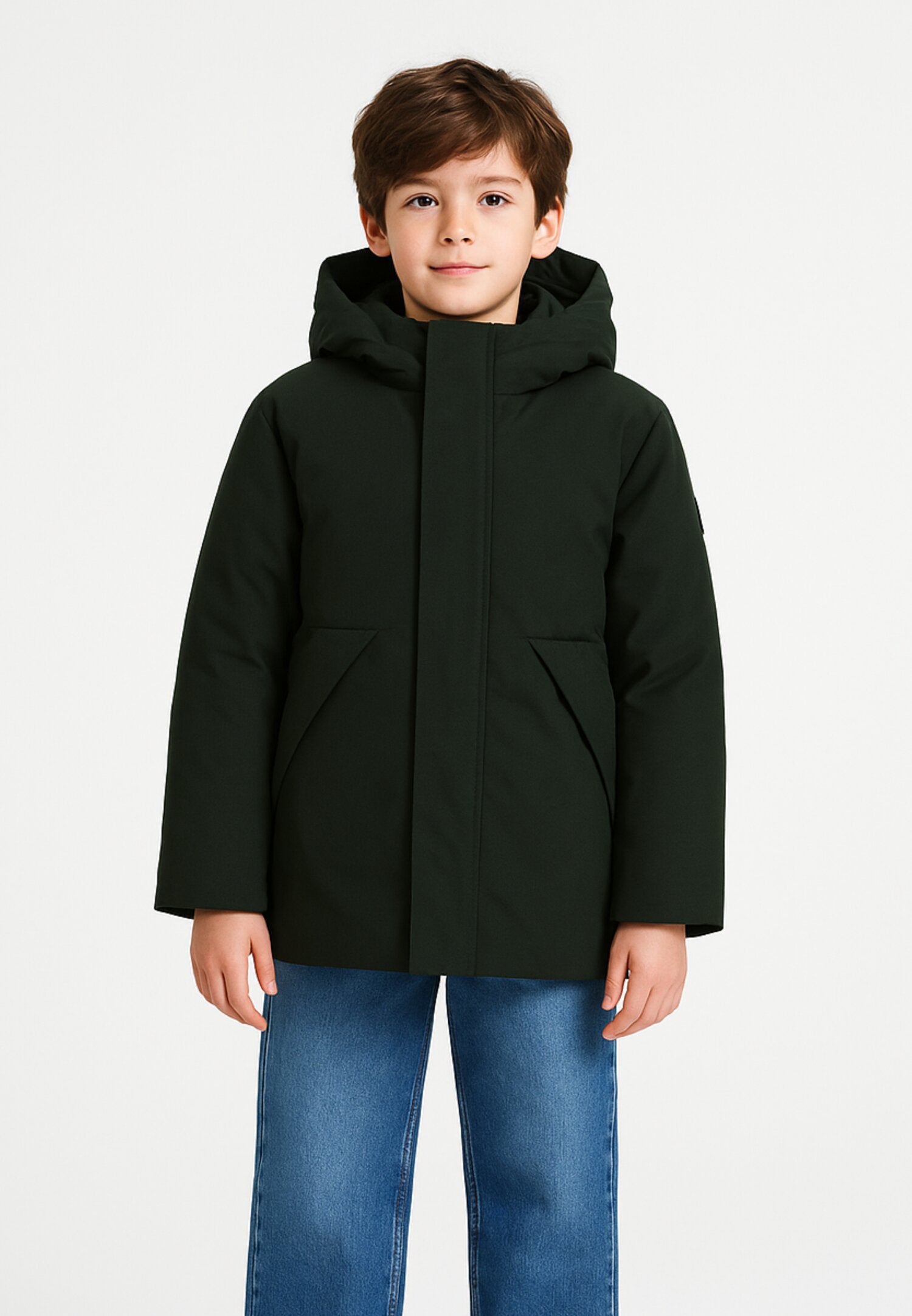 Save The Duck Giubbotto Bambino Nero In Tessuto Con Cappuccio Elegante AI25