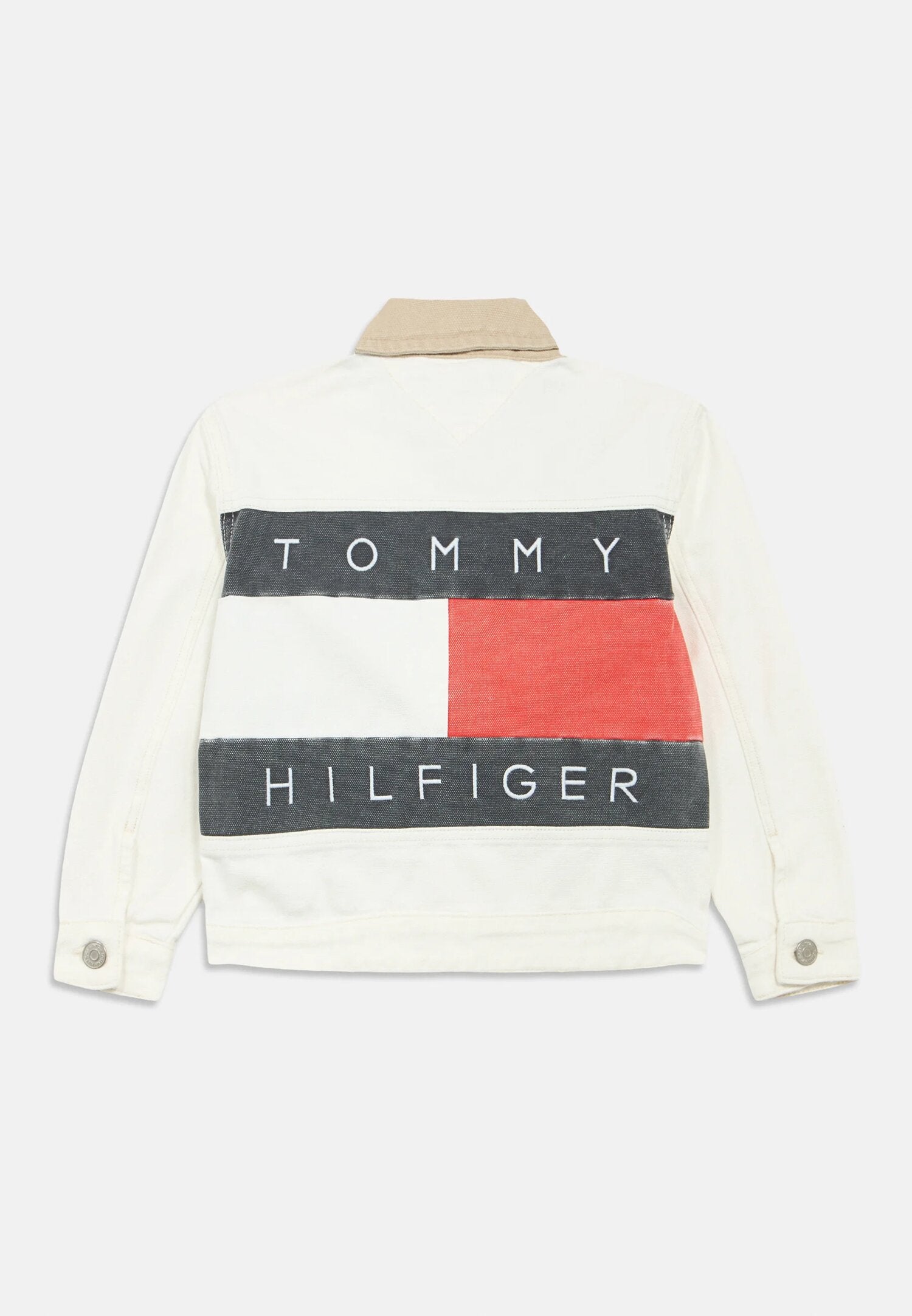 Tommy Hilfiger Giubbotto Panna Ragazzo Con Bottoni Sportivo In Cotone KB0KB10