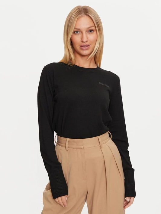Guess maglia nera donna micro logo