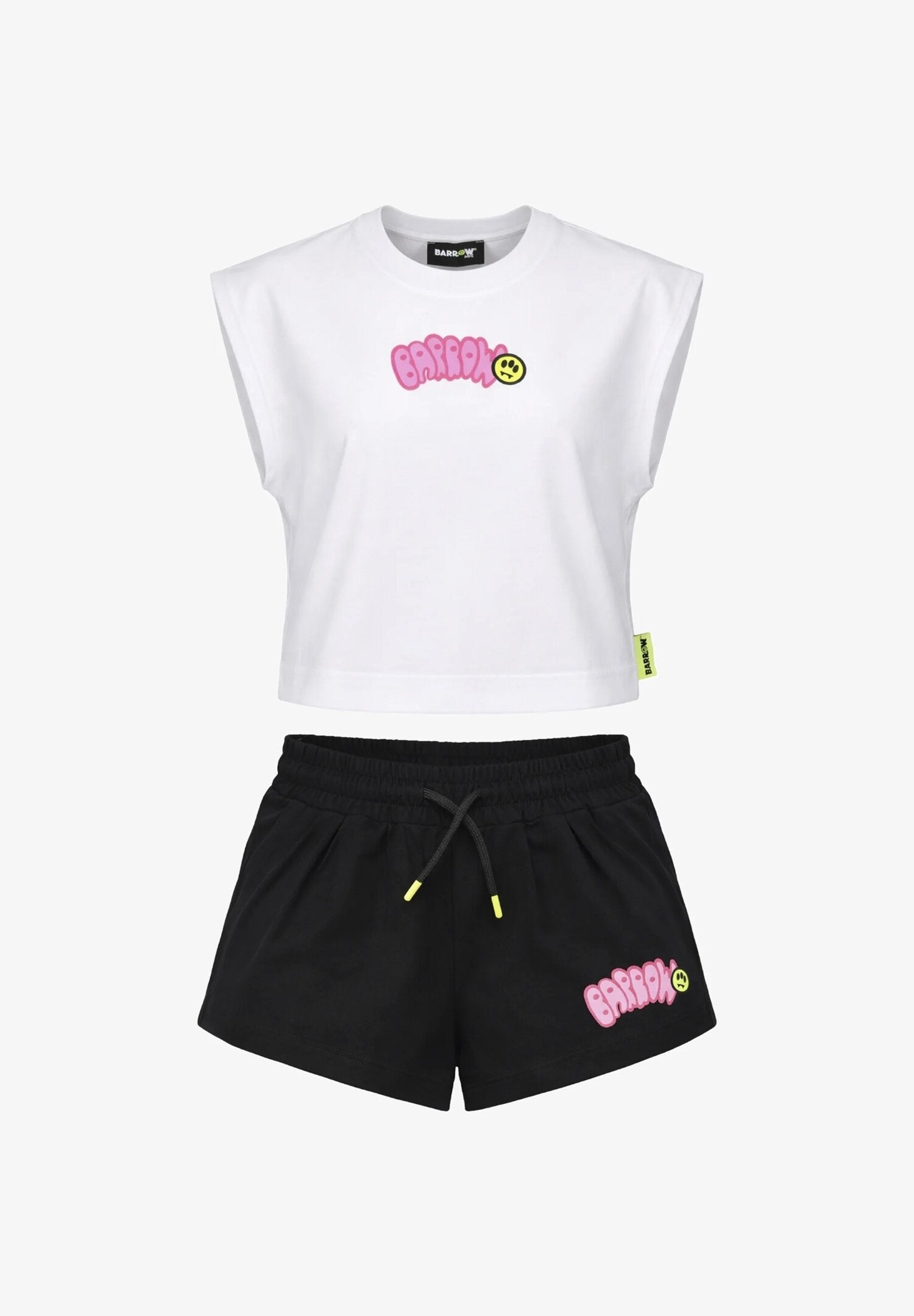 Barrow Completo Smanicato Bianco Logo Rosa Bambina S6BKJGTR029_