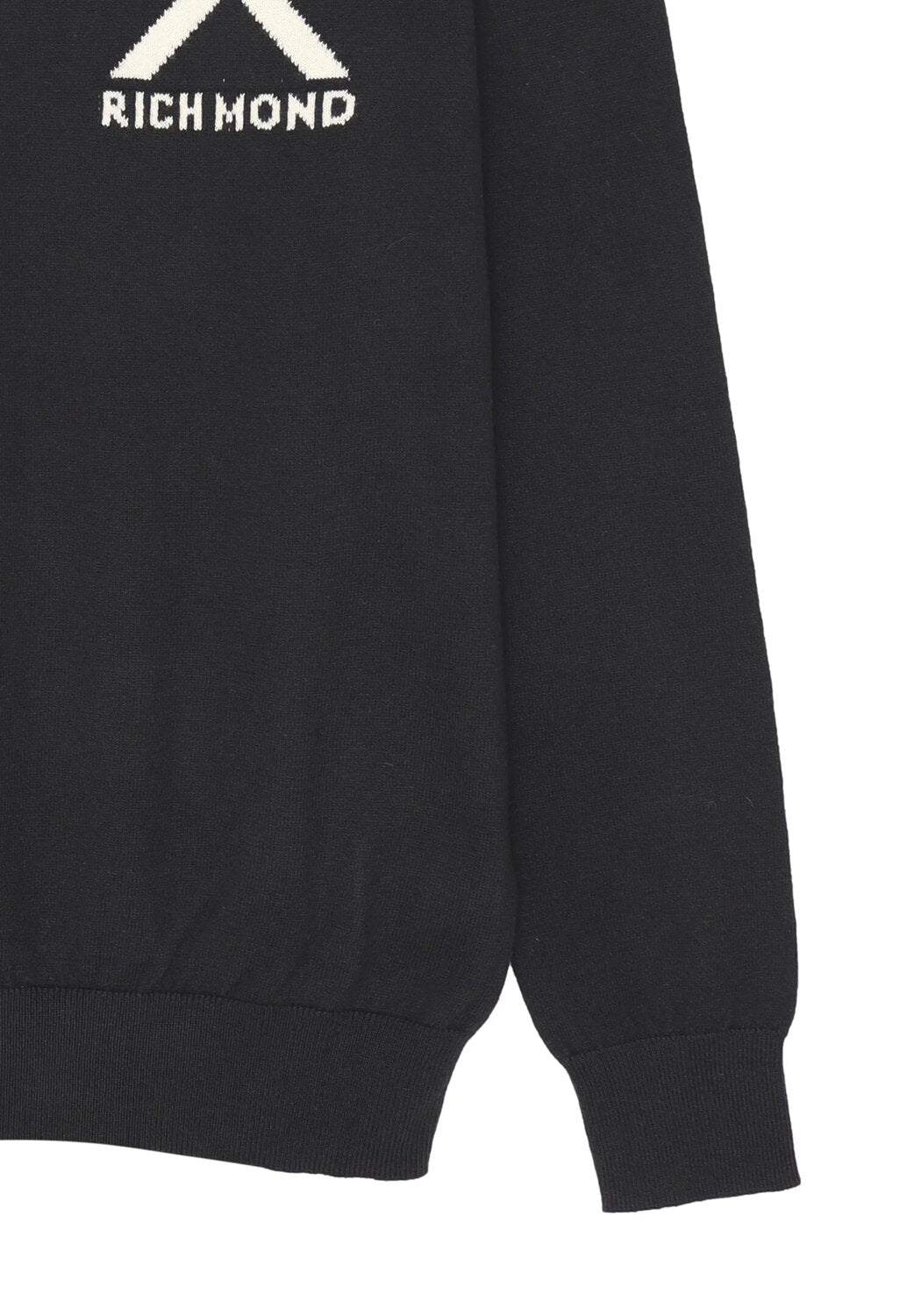 John Richmond maglione uomo nero lana logo a contrasto | CammarataMode