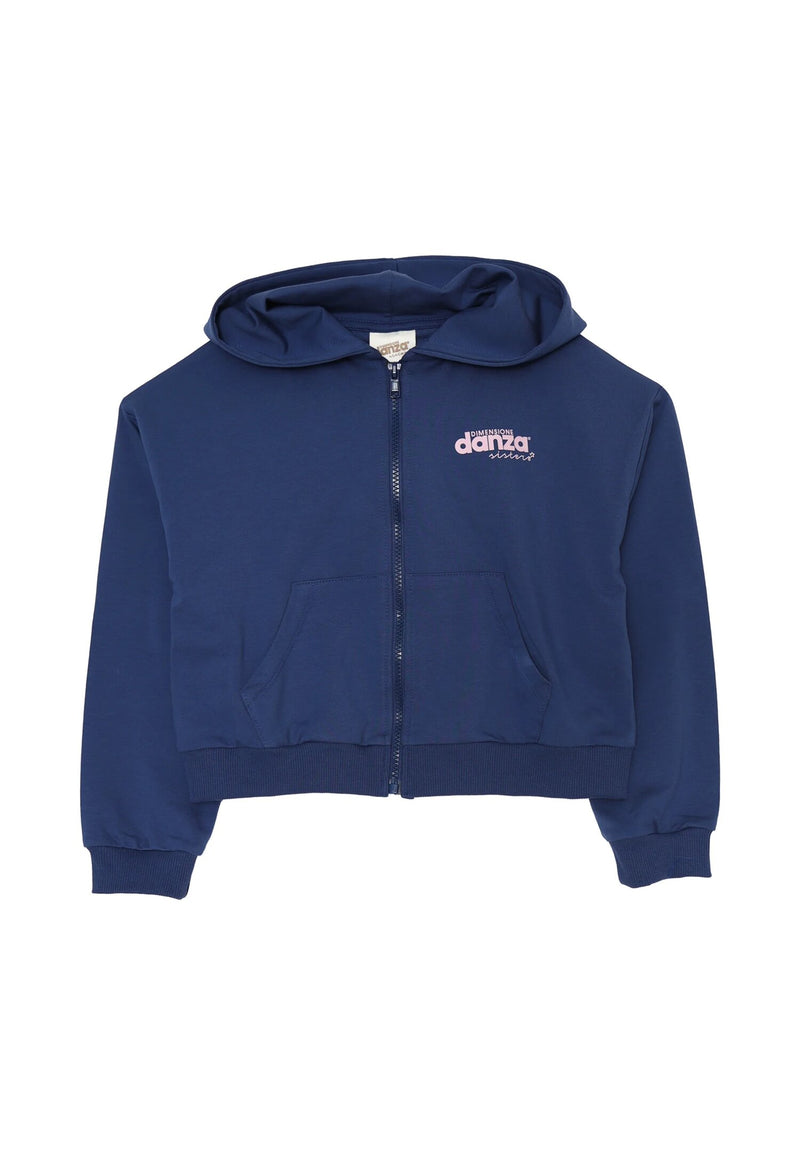 Size Dance Tracksuit Blue Girls 2-16 Years with Crop Sweatshirt and Hood - BLUE | CammarataMode