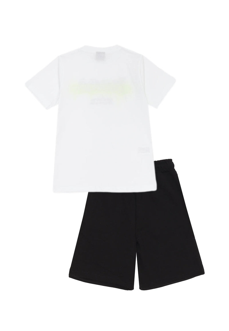 Disclaimer Off White Black Kids Sports Set 8-16 Years Fluorescent Yellow Print - WHITE | CammarataMode