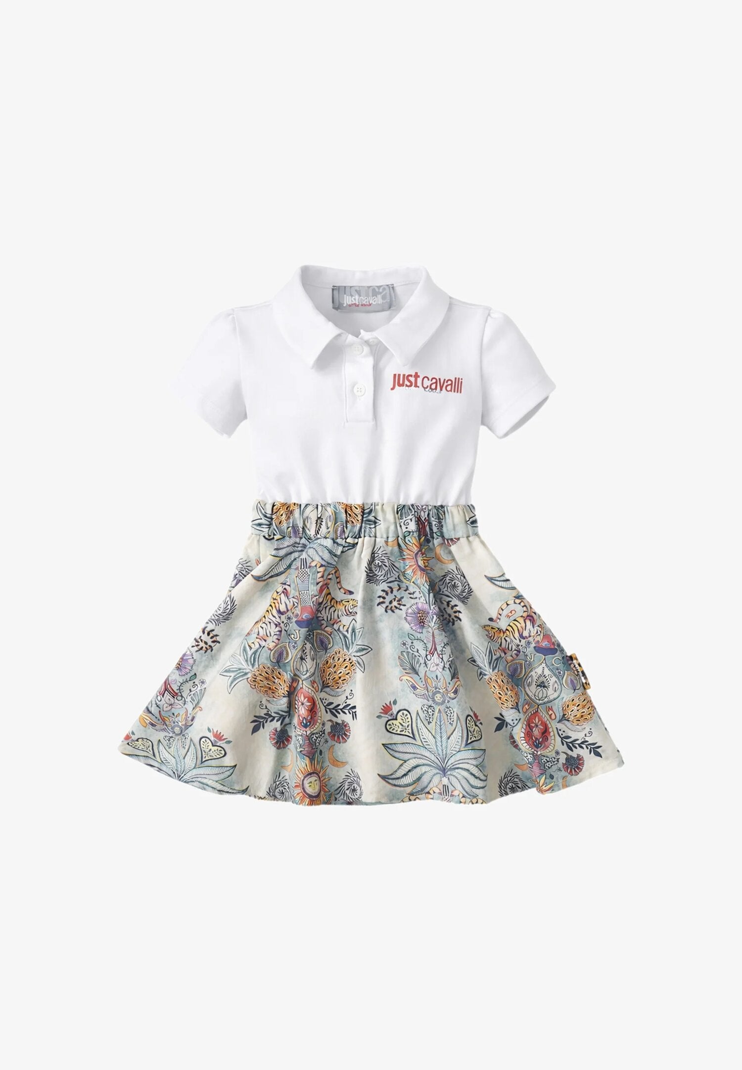 Just Cavalli Vestito a Polo Bianco e Fantasia Verde Neonata JIP26109VE_