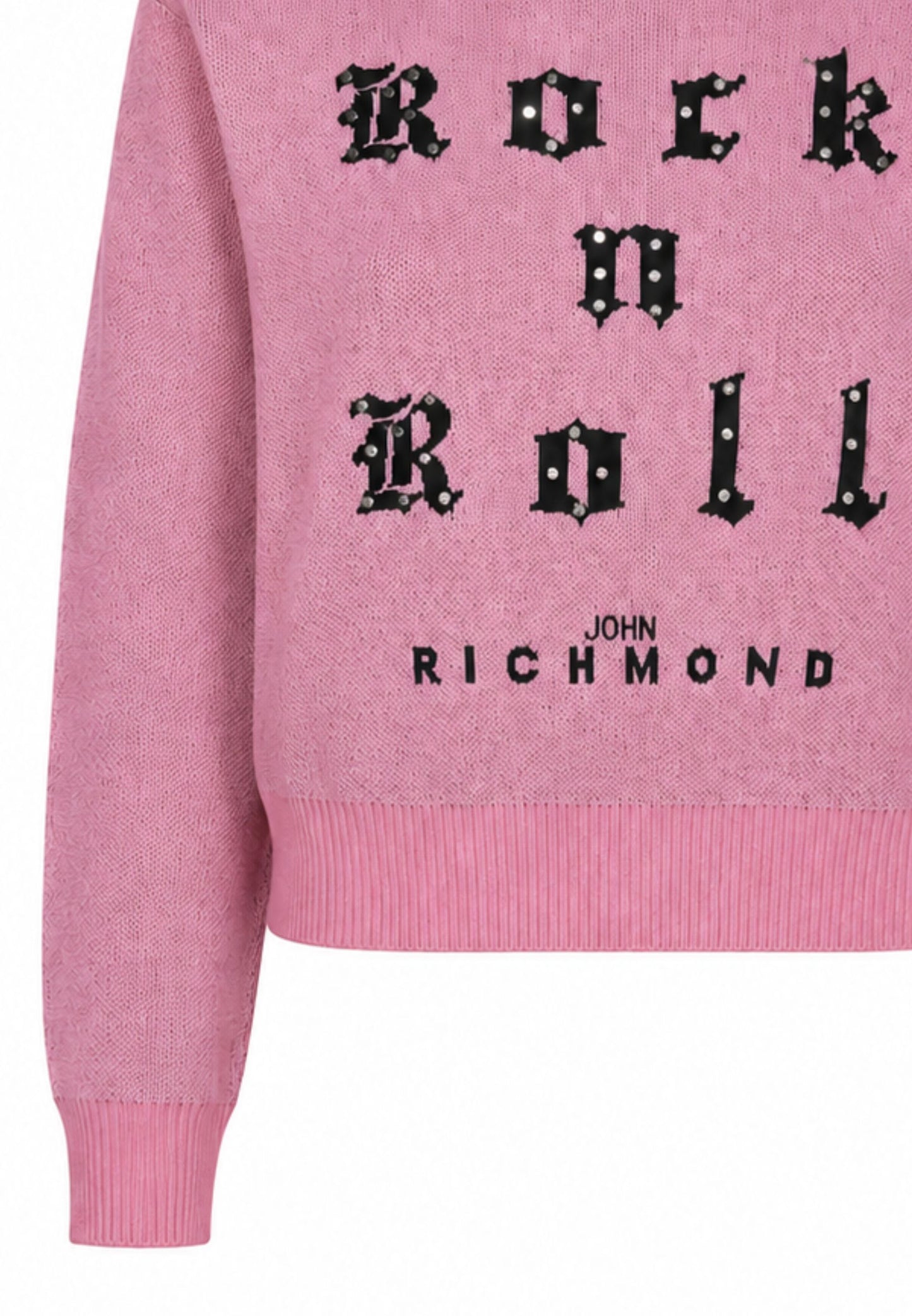 John Richmond maglione rosa crop bambina con scritta e strass Bambine e ragazze rga26061ma.rosa_