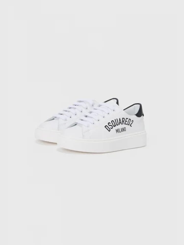 Dsquared sneakers kids in pelle bianca con logo lettering Bambino