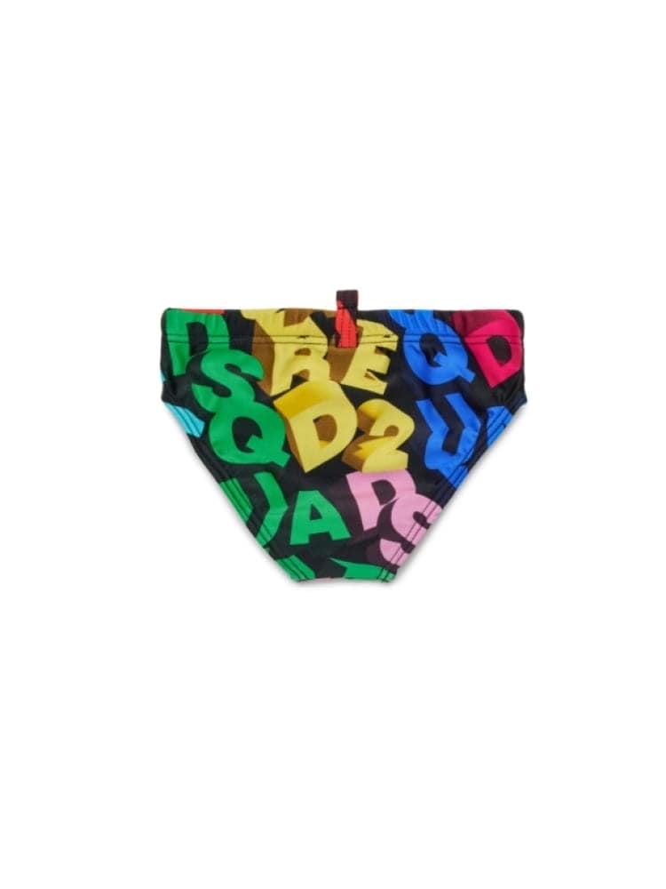Dsquared costume da bagno slip infant multicolor con logo 3d Bambino