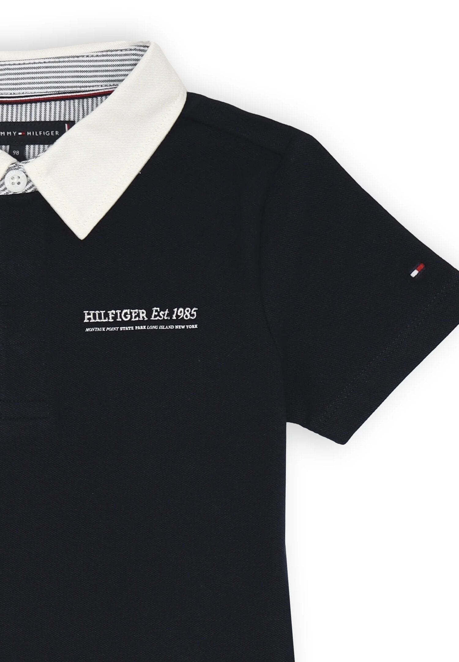 Polo blu Tommy Hilfiger bambino con colletto bianco | CammarataMode