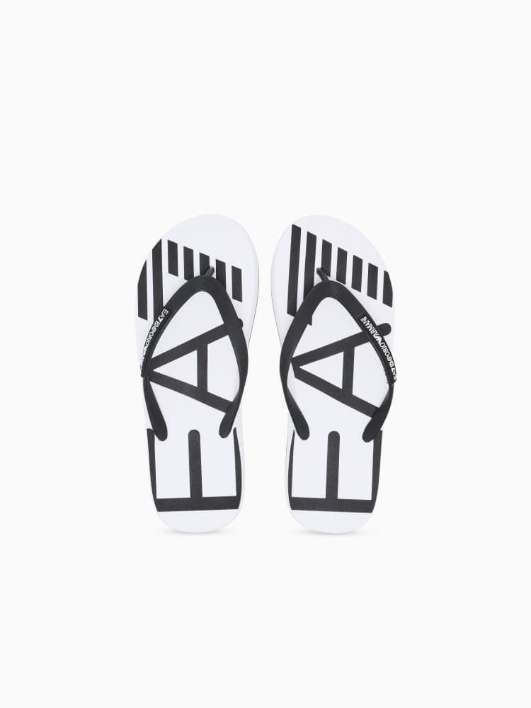 Emporio Armani infradito beachwear uomo bianca e nera con logo Uomo