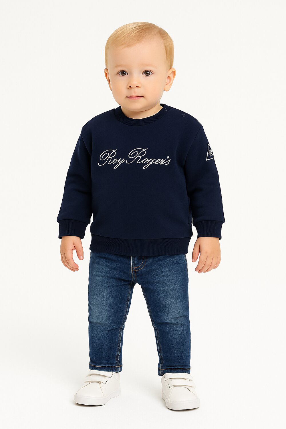 Roy Rogers Felpa Neonato Fancy Cursive Ricamo - Blu Scuro